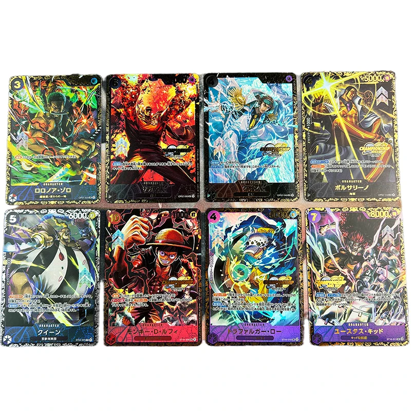 Anime One Piece OPCG Prize Card bronzing Japanese English Replica Oda Luffy Shanks Zoro law Reiju Game Anime Collection Cards