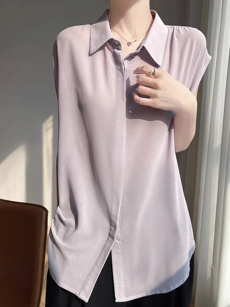 Slimming Effect Summer New Sle Thin Material Loose Women's  Collar Svel irt Base Layer Tank Top Faionable