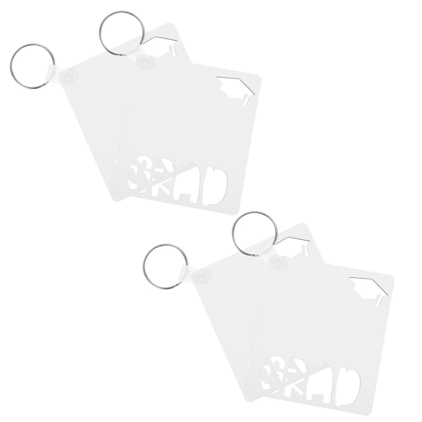

4Pcs Blank Keychain for DIY Sublimation Ornament Heat Transfer Decoration Unfinished Graduation Gift Pendant Craft Supply