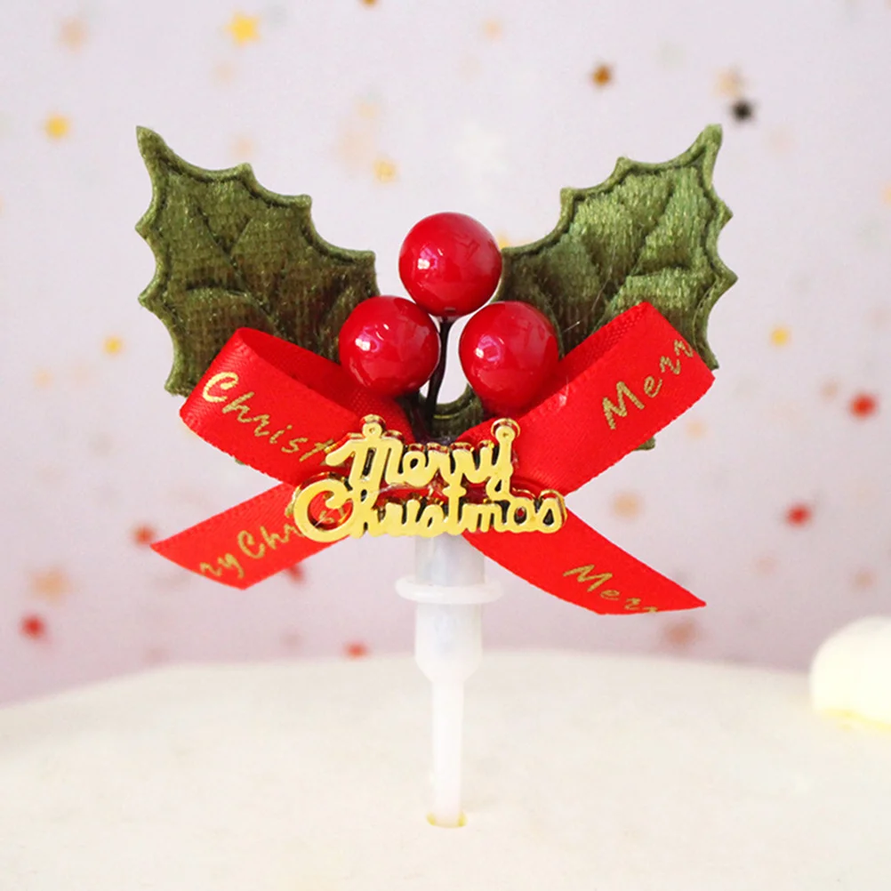 

10pcs Christmas Tree Wreath Cake Decor 3D Bow Knot Cupcake Toppers For Holiday Party Food Picks Creative Christmas Ornaments