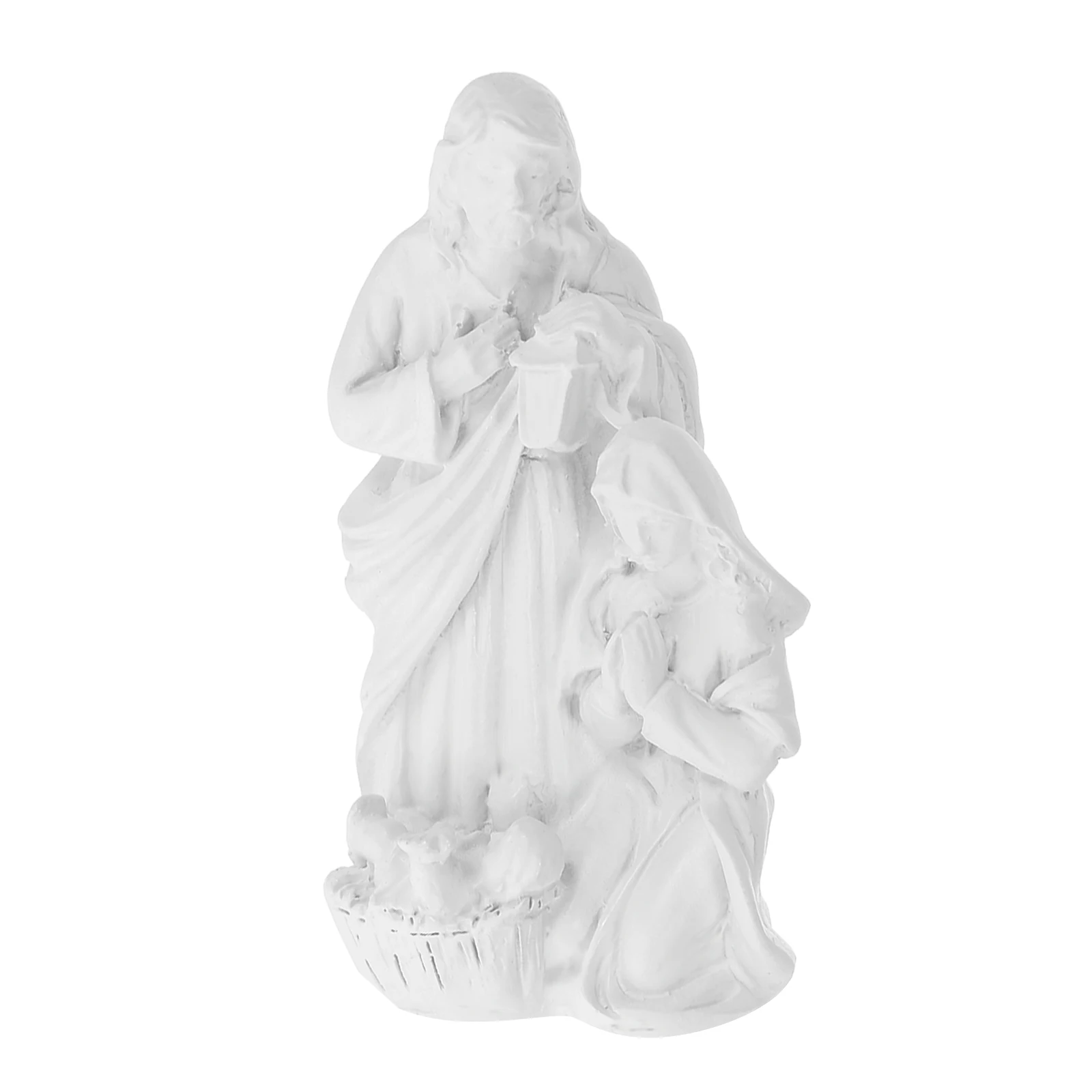 

Resin Jesus Nativity Statue Miniature Desktop Sculpture Decorative Religious Ornament Baby Jesus Home Office Decor
