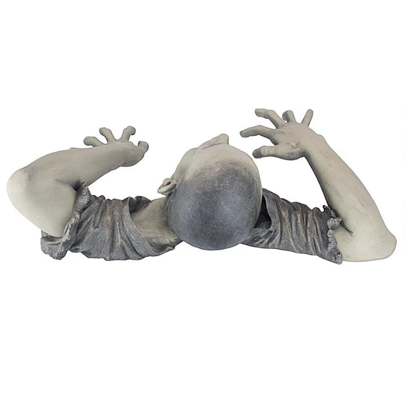 Crawling Zombie Shape Funny Statue Garden Sculpture Non-fading Anti-deform Decorating Halloween Decorative Lifelike Sculpture