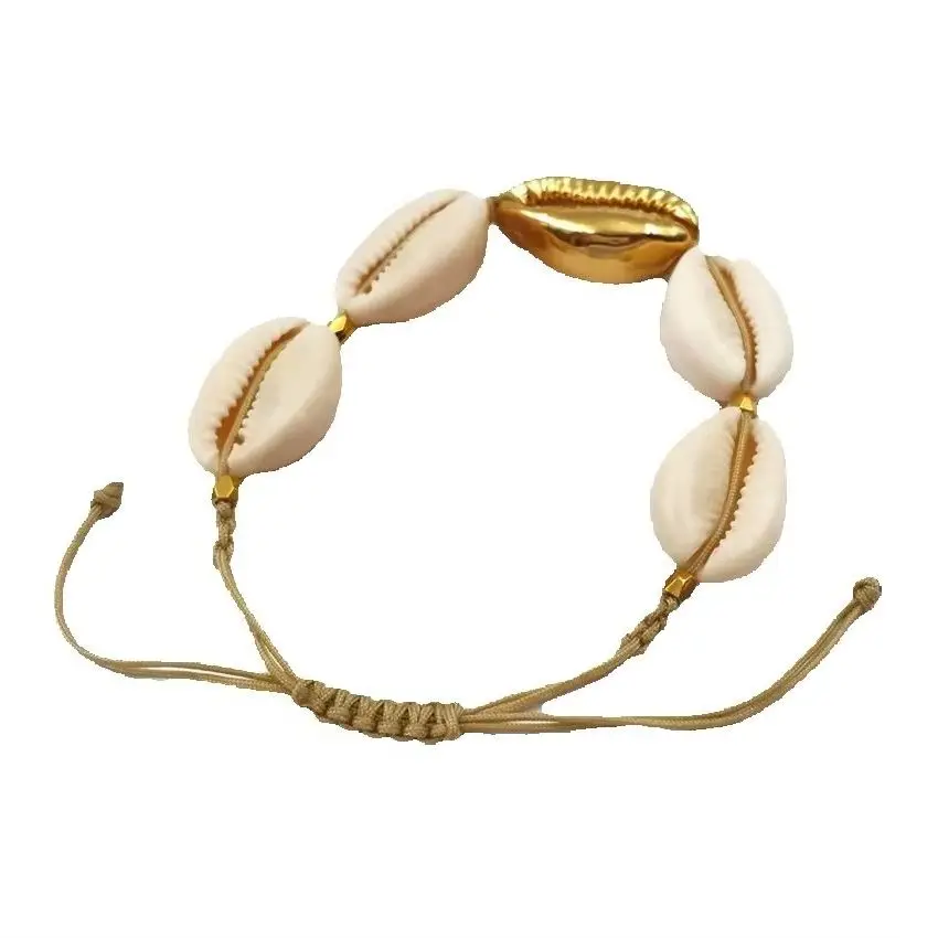WKT WT-B410 New Arrivals Bohemian Style Natural Shell Bracelet With Gold Dipped Bracelet Women Beach Handmade Bracelet