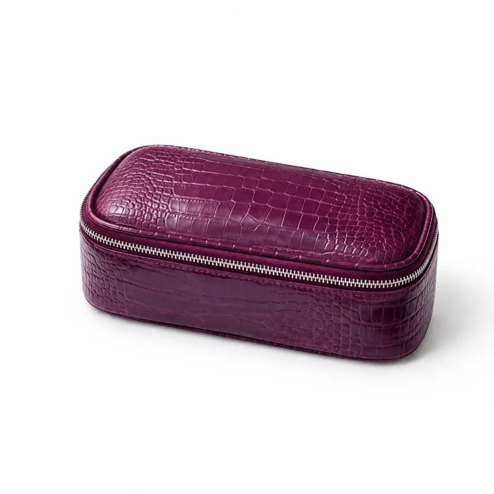 Fashion PU Leather Makeup Bag Zip Closure with Handle Vanity Cosmetic Pouch Crocodile Texture Storage Pouch for Women and Men
