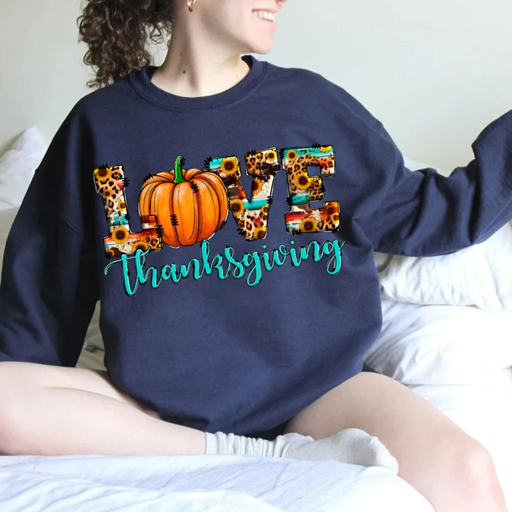 Thanksgiving Hoodie Love Turkey Women Clothes Pumpkin Women’s Clothing Thanksgiving Gift Womens Clothes Pumpkin Turkey Seatshirt