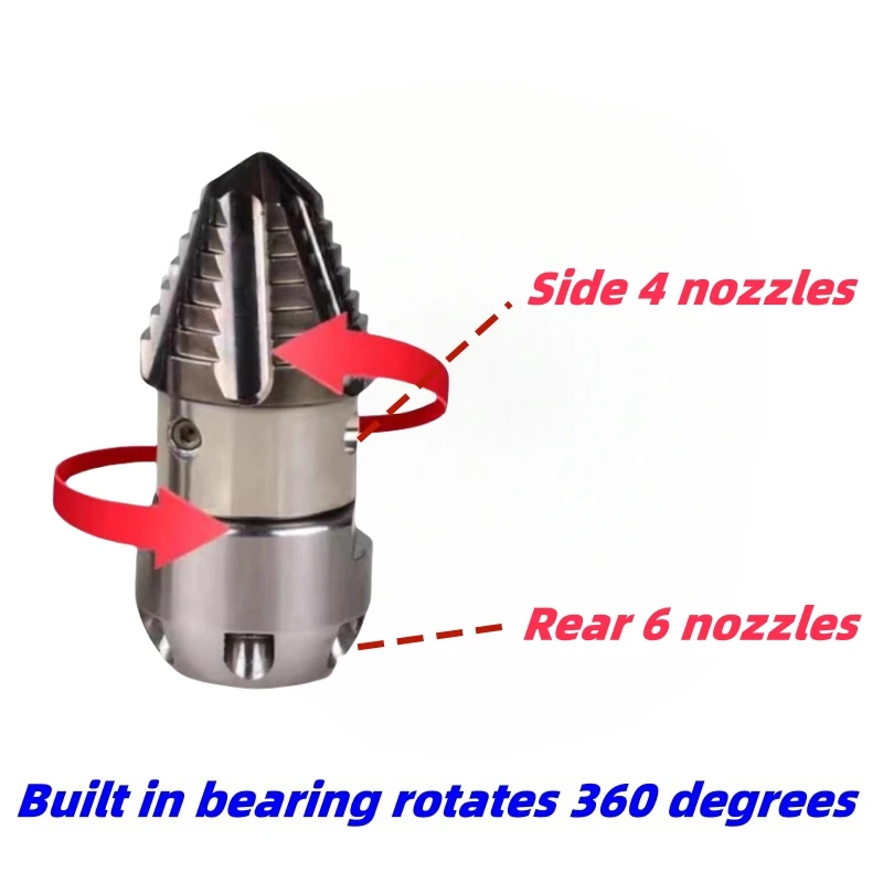 High Pressure Sewer Cleaning Nozzle, Turbine Cleaning Nozzle, Drainage Ditch Cleaning Tool, Dredging Truck, 40/70L Per Minute