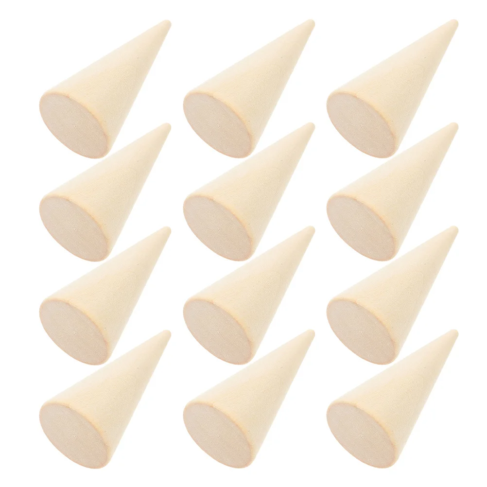 

12Pcs Natural Wood Cones for Crafting DIY Creativity Minimalist Design Home Decoration Unfinished Wooden Figurines Table