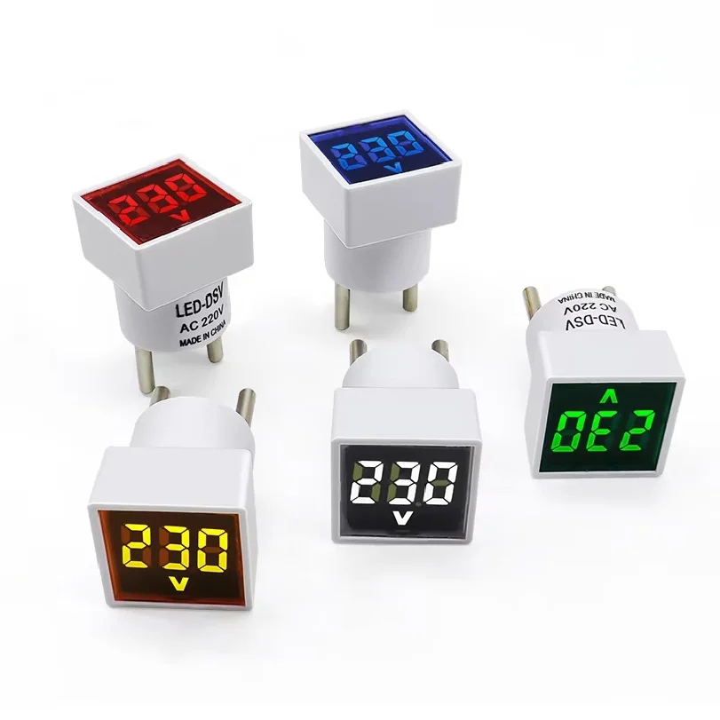 1PC AC220V Indicator Light Voltmeter LED Digital Display Voltage Measurement Monitor EU Plug Square Voltmeter