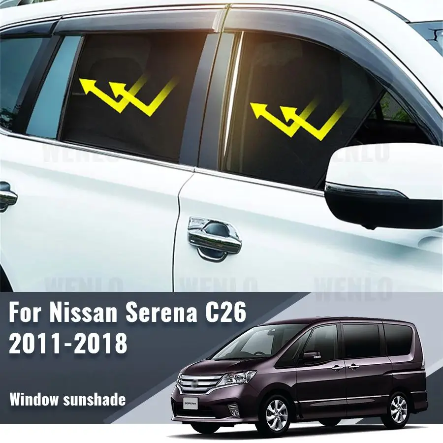 

For Nissan SERENA C26 2011-2018 Front Windshield Frame Curtain Magnetic Car Sunshade Shield Rear Side Window Sun Shade Visor