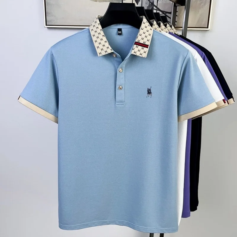 

High quality men's short sleeved polo shirt fashionable in summer exquisite embroidered small horse logo casual business T-shirt