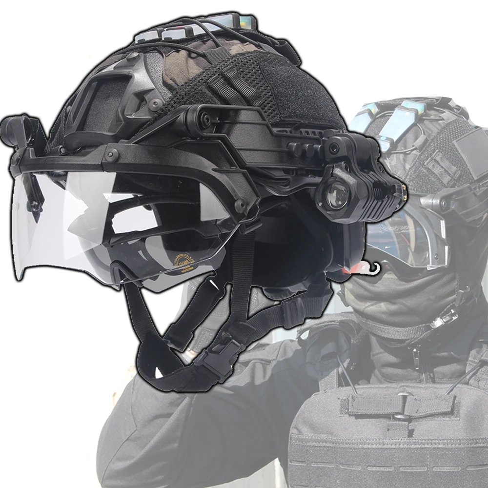 

Tactical Airsoft Helmet Set FAST Special Forces Protective Gear with Goggles Flashlight Helmet Light for CS Hunting Shooting