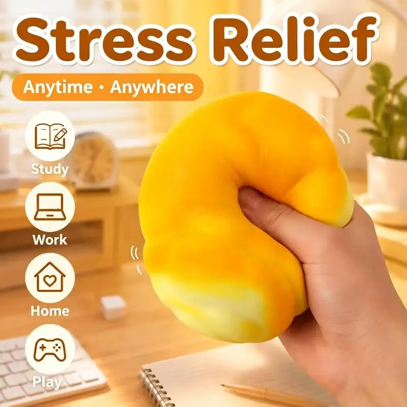 Soft Cute Slow Rising Bread Squeezable Toy Simulated Toast Calming Sensory Fidget Toys For Kids Adults PU XXL **Safe**
