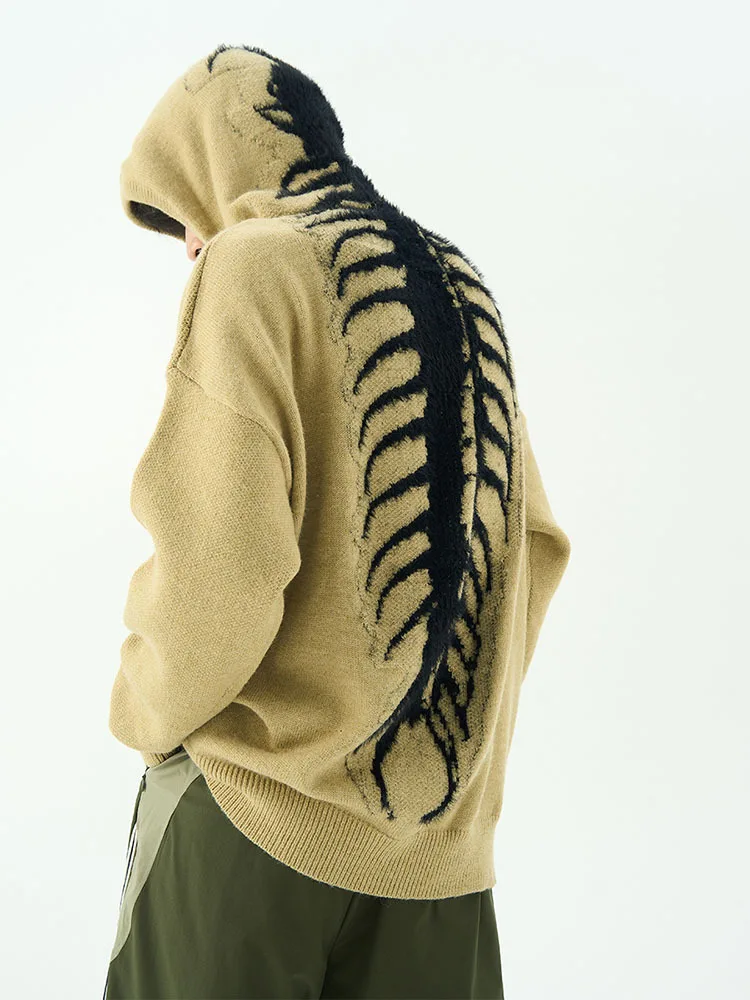 

2026 Spring Men's Vibe Style Hooded Knit Sweater, American Lazy Loose Pullover High Street Casual Sweatshirt