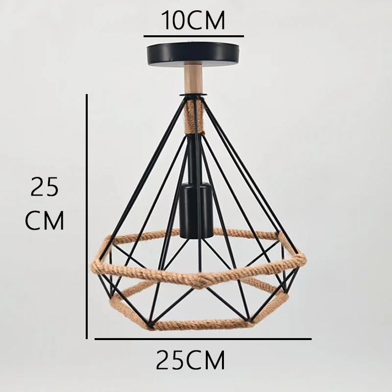 Vintage Wrought Iron Ceiling Light E27 Corridor Balcony Dressing Room Black Metal Pendant Light Home Ceiling Lighting Decoration