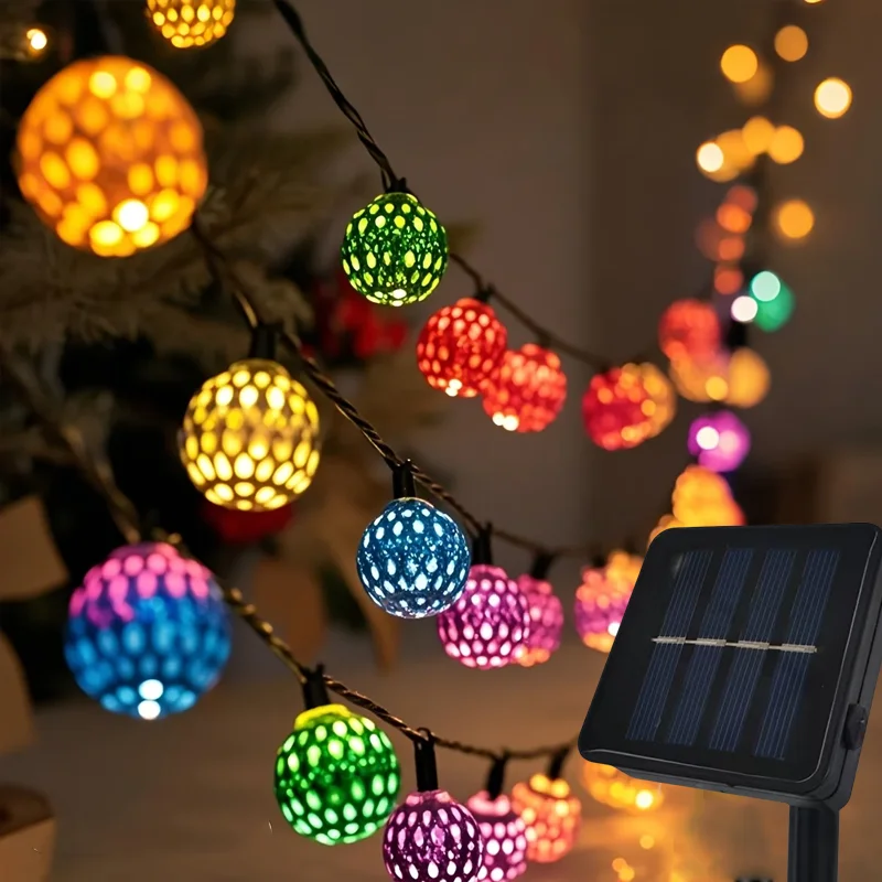 1Pcs Moroccan Ball Solar String Lights 20/30/50 LED Outdoor String Light for Bedroom Garden Wedding Holiday Party Festival Decor