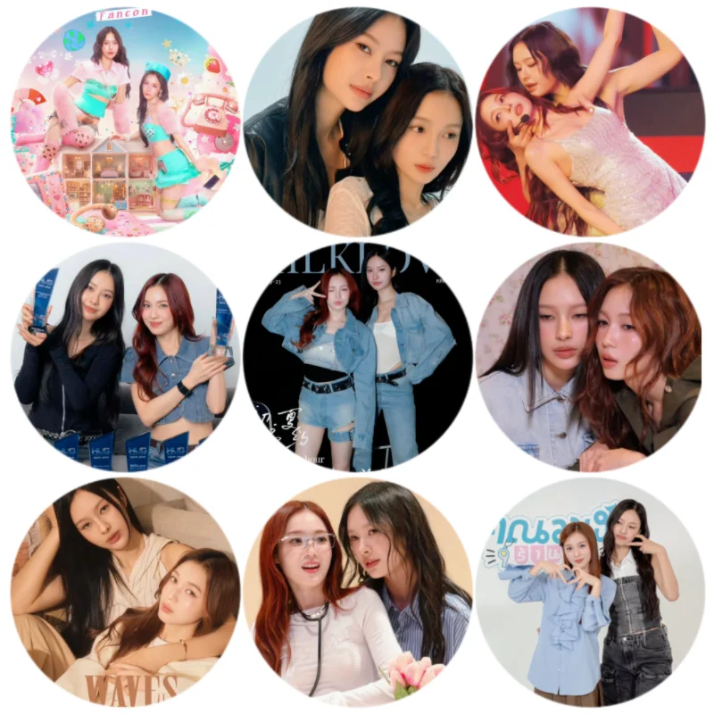 9PC/SET Milklove Milk Pansa Love Pattranite Thai TV Girl Rules 23.5 Degree The World 58mm Iron Badge Bang Brooch Bag Decor Pins