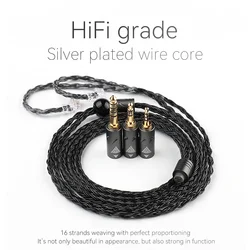 QKZ Q1 MAX Earphones Upgrade Audio Cable 16 Stand 352 Cores 3in1 Silver Plated MMCX QDC KZ C for QKZ HBB ZXT AS16 PRO ZSN PRO X