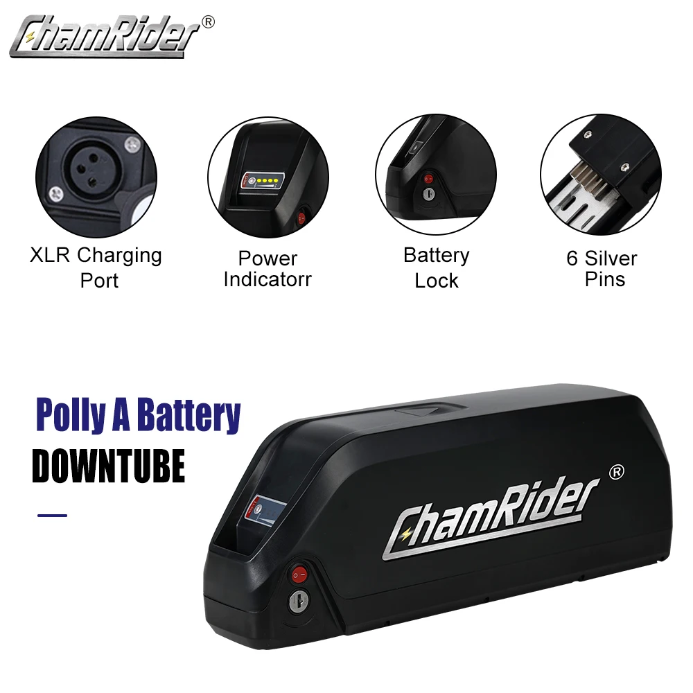 Chamrider Polly B 36V36AH Ebike Battery Downtube Polly B 48V27AH Electric Battery 50A BMS Brand 21700 Lithium battery cell