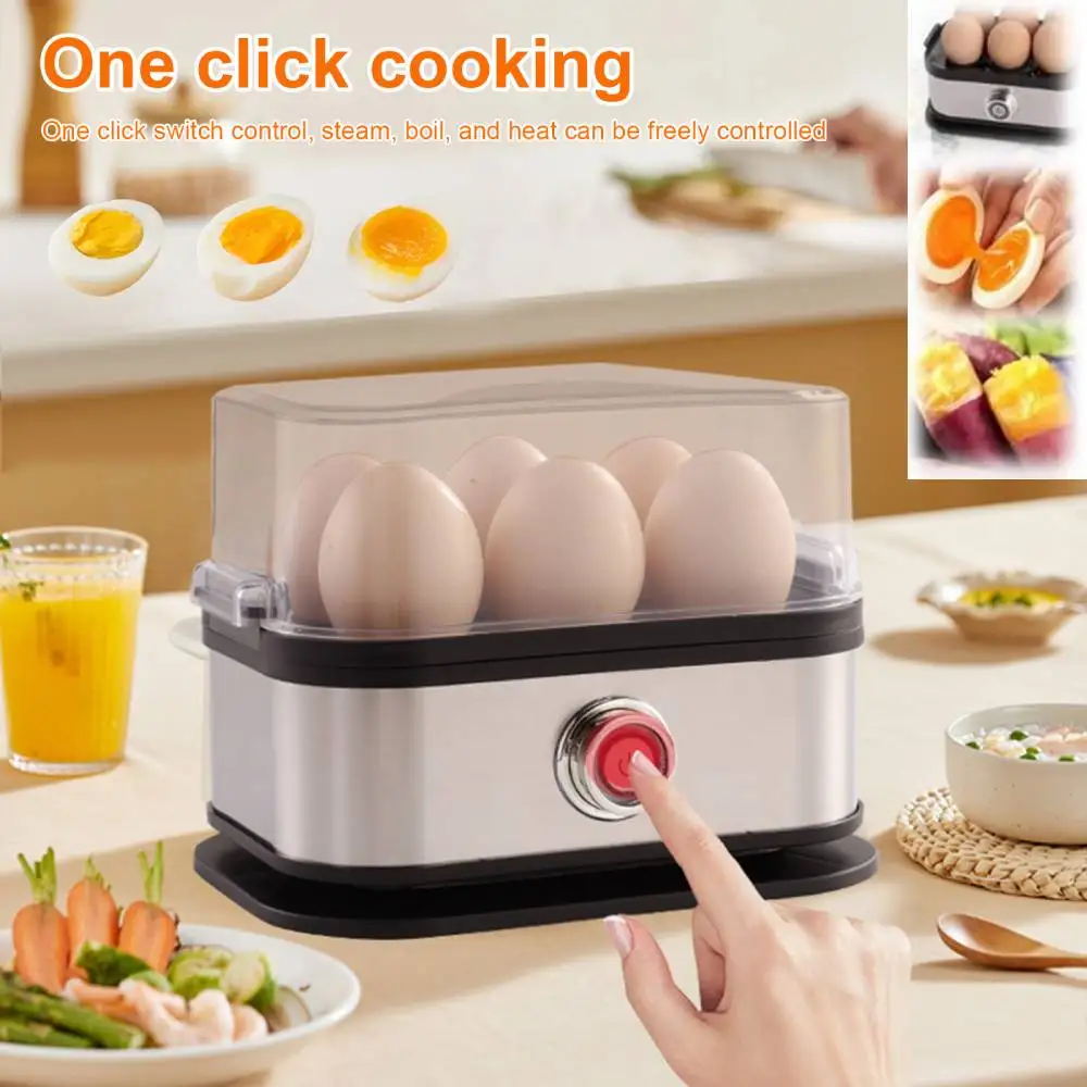

Электрическая яйцеварка, пароварка, емкость 6, мини-электрический яйцеварка, удобная умная машина для приготовления завтрака с автоматическим отключением, мини-пароварка
