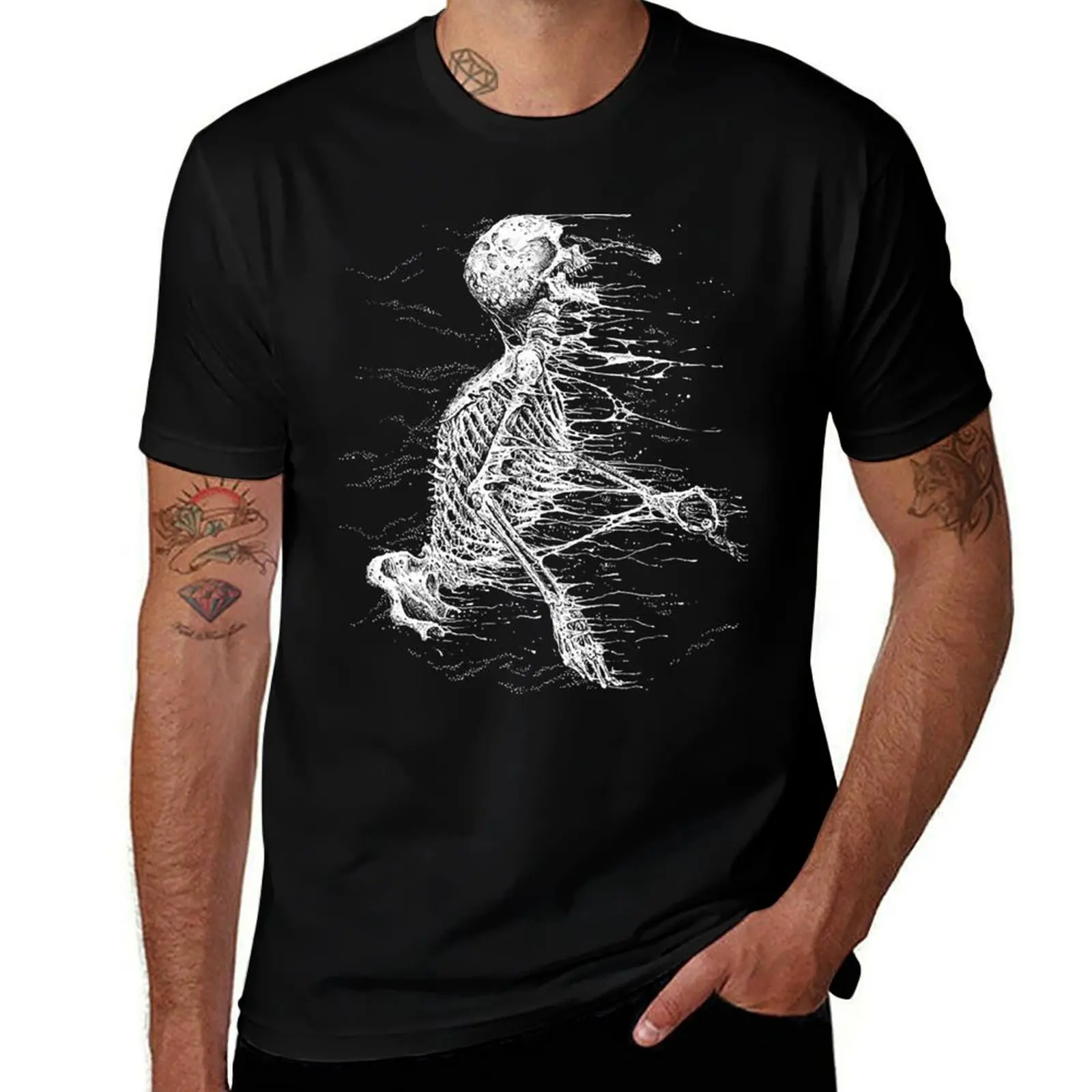 Death Metal Skeleton blown away black white T-Shirt plus size clothes kawaii clothes anime men workout shirt