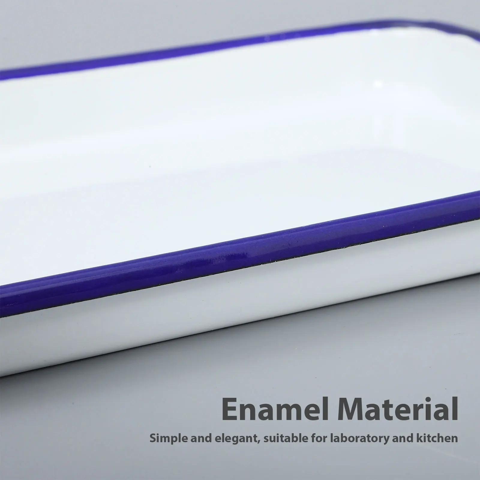 

White Enamel Rectangular Serving Platter Large Fruit Bread Tray Smooth Scratch Resistant Surface Coffee Table Dessert