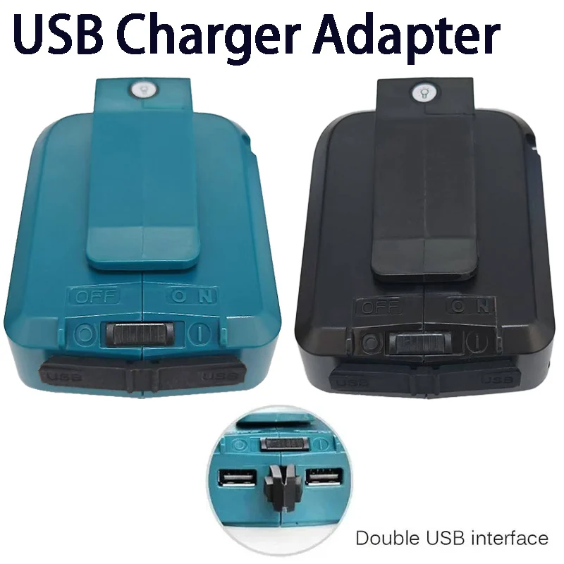 

For Makita LXT Series 14.4-18V Rechargeable Battery Power Tool Battery Adapter ADP05 with Dual USB Output Ports and LED Light