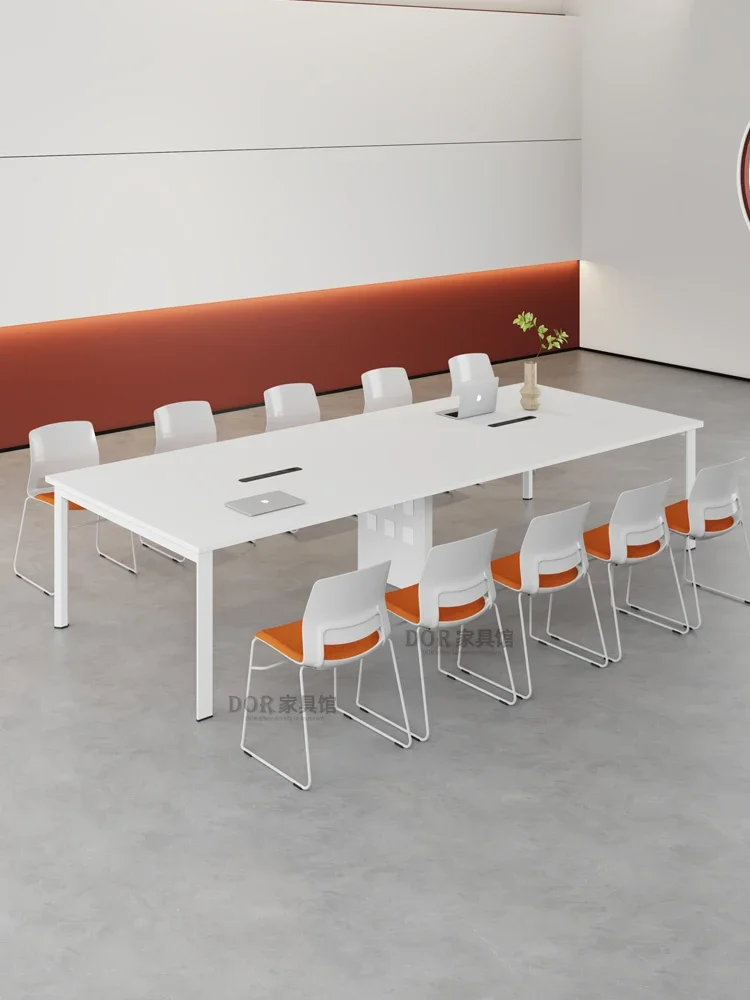 

Small Conference Table White Simple Modern 6 Person Long Table Steel Frame Simple 8 Person Rectangular Conference Room Table and