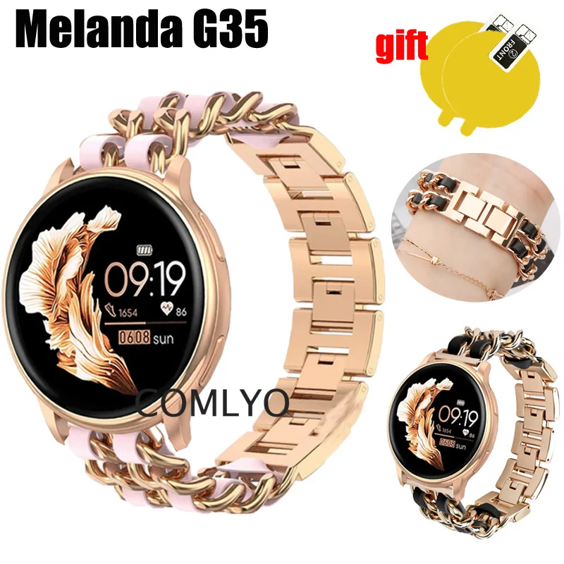 3in1 for Melanda G35 Strap Band Smart watch Stainless Steel Belt Screen Protector Film