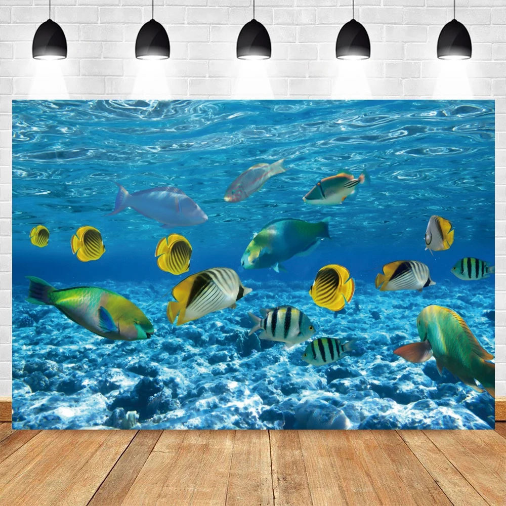 Baby 1st Birthday Bluey Photography Backdrop Undersea World Shark Newborn Baby Shower Photographic Background Photo Booth Studio