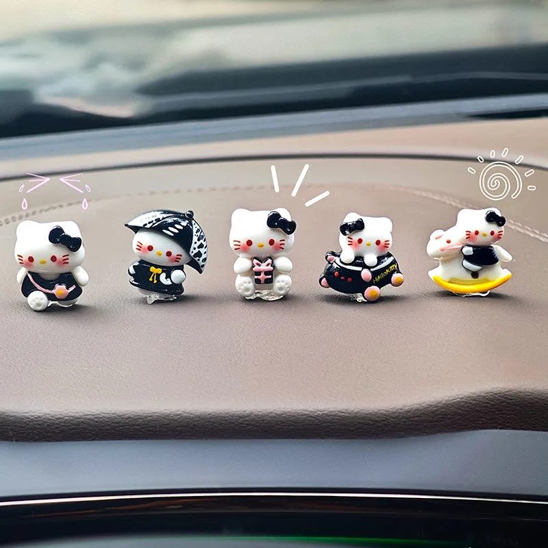 Kawaii Anime New Cute Hello Kitty Car Interior Cartoon Car Decoration Electric Vehicle Center Console Decoration Car Goods