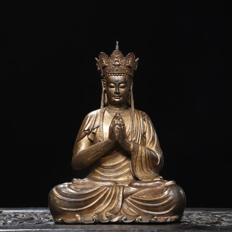 Hand-Cast Premium Brass Ksitigarbha Buddha Statue - 11.7
