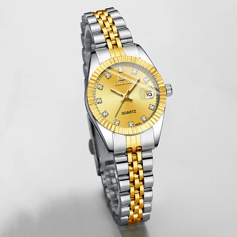 CHENXI Super Hot Sale Luxury Women's Watch Quartz Golden Stainless Steel Small Dial Charm Dress Trendy Wristwatch for Fashion La