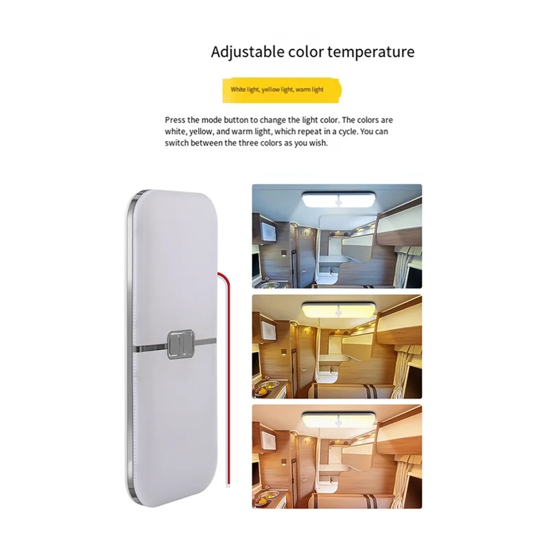 

Dimmable LED Light Fixture 204 Leds 3 Color TEM Camper Lights For RV/Car/Trailer Boat