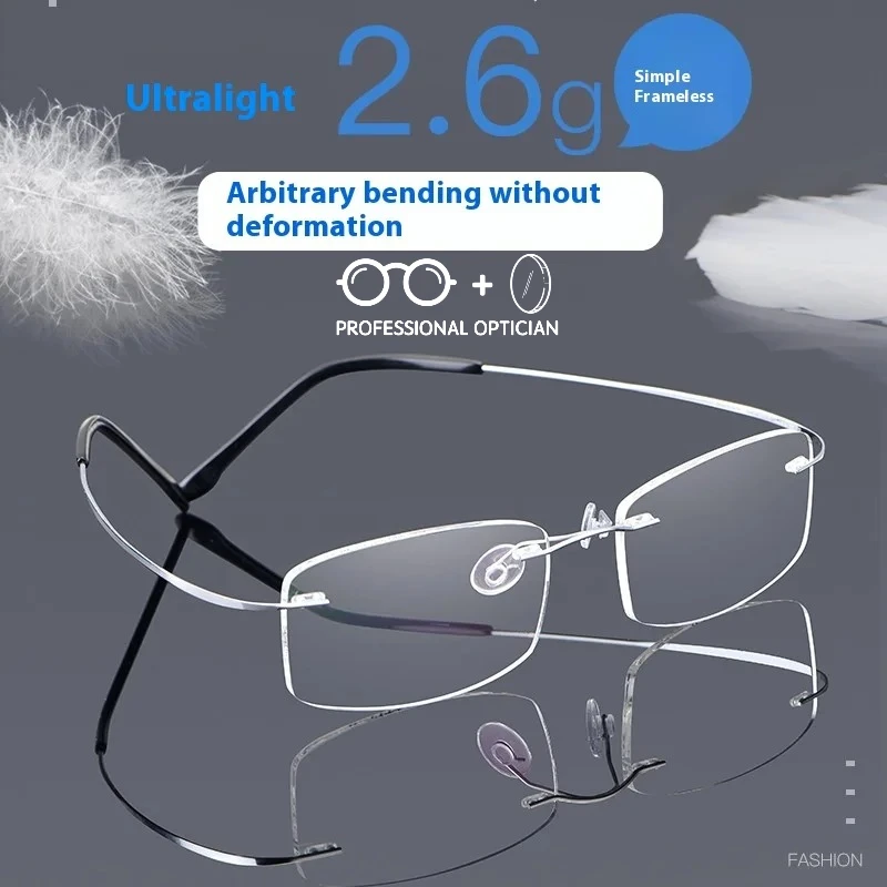 

2025 Pure Titanium Frame Revolution – New Beta-Titanium, Ultra-Light & Rimless for Men Prescription Blue Light Glasses Women