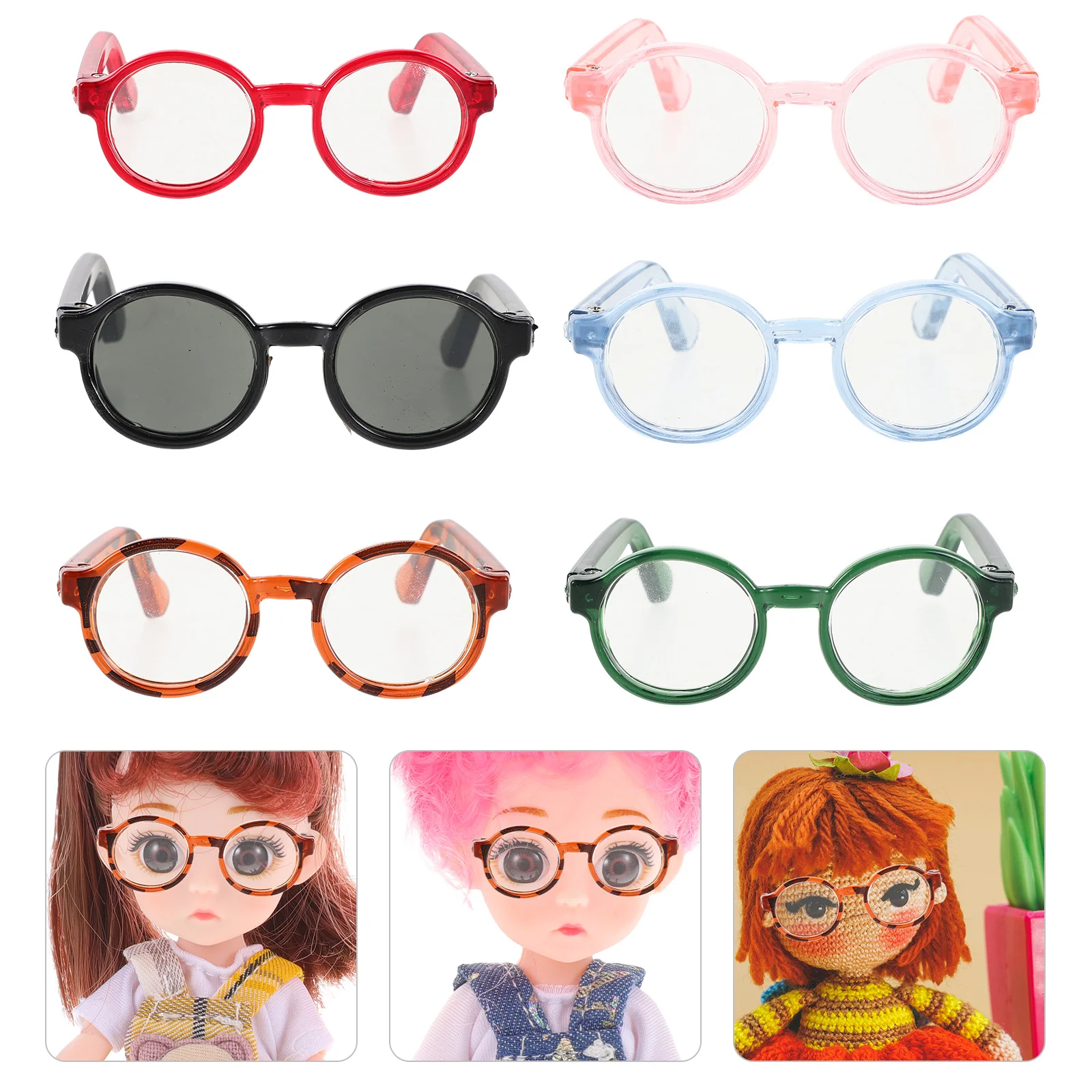 ミニメガネ6個：ドレスアップアクセサリー用のコットンメガネ、ドールハウスクラフト用の小さなサングラス、子犬のペットコスチューム