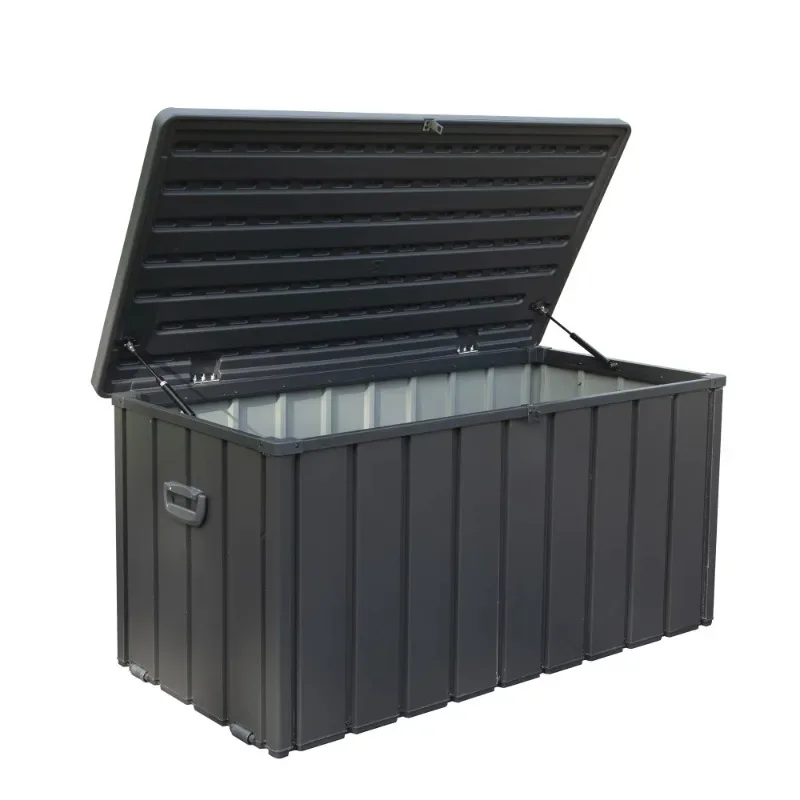 

100 Gallon Outdoor Storage Deck Box Waterproof, Large Patio Bin, Lockable (Dark Gray)