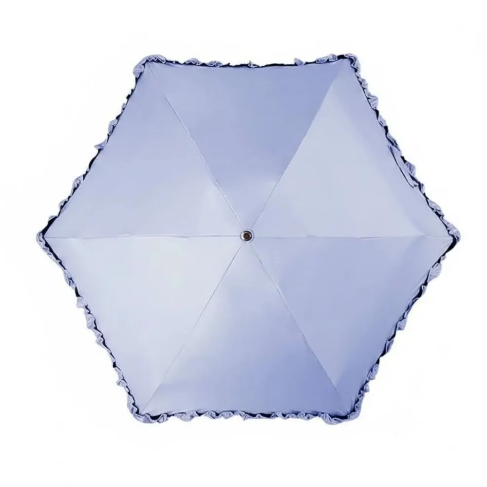 Ultra Light Portable Five Fold Lace Umbrella UV protection Windproof Folding Umbrella Golden Curved Handle 6-Rib