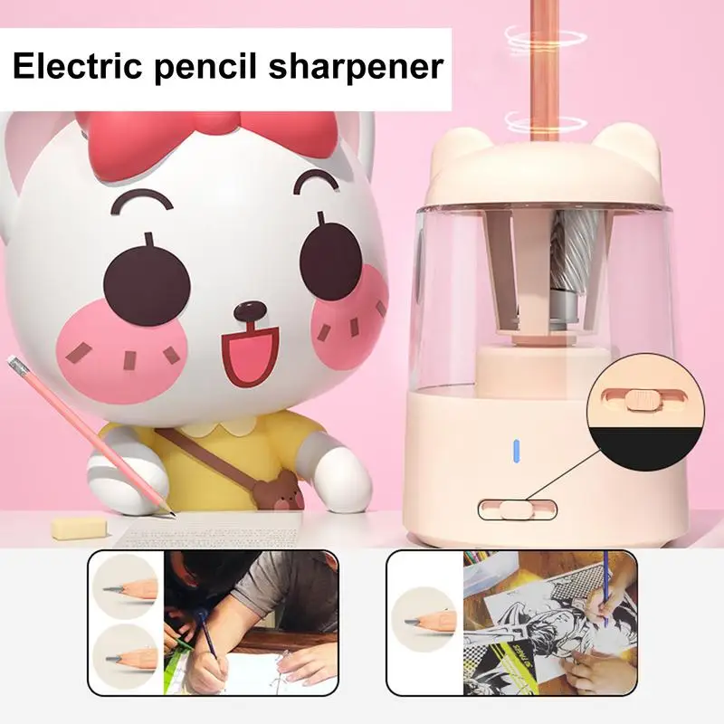 Classroom Pencil Sharpener Pencil Sharpener Plug-in Rechargeable Battery Sharpener Auto Stop Pencil Sharpener Plug-in 3 Modes