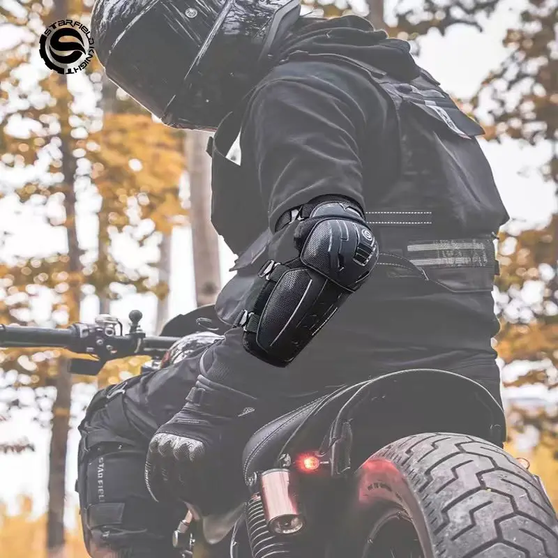 

Star Field Knight Black Motorcycle Riding Elbow Protection Equipment A Pair TPU Shell Collision Resistant and Wear-resistant