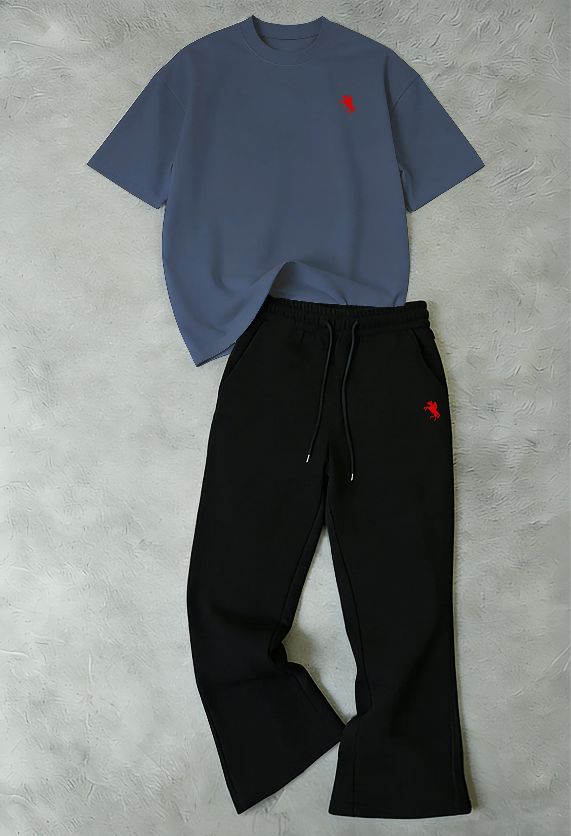 

Men's Casual T Shirt and Joggers Set, Small Horse Logo Regular Fit 2 Piece Outfit, Summer Loungewear for Men