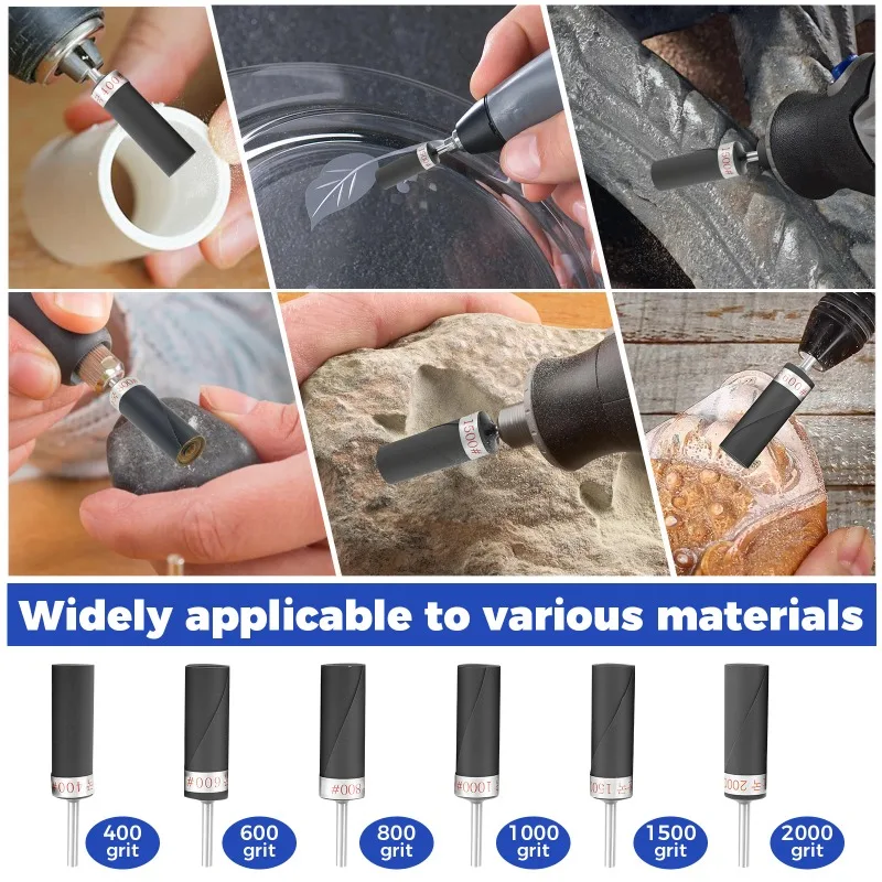 1/8인치 핸들 사포 스틱, 내구성 있고 안전한 소재, 30개 사포 바 폴리싱 롤러 샌딩 헤드 장착