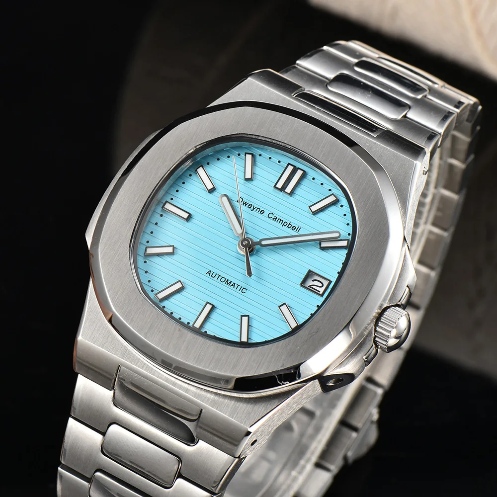 39mm NH 35 Movement Automatic Mechanical Men's Watch Sapphire Glass Calendar Window Stainless Steel Waterproof Watches