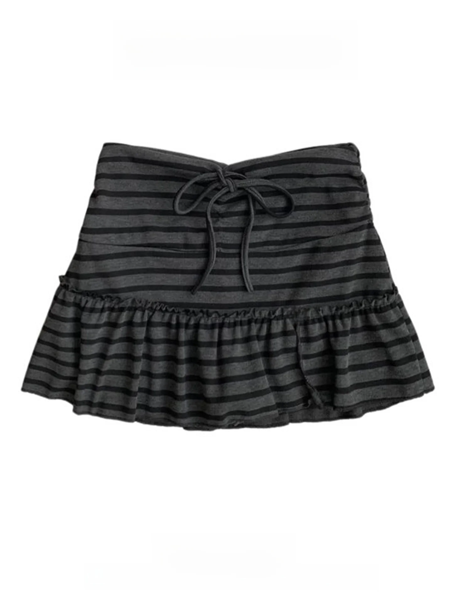 

Y2K Retro Striped Skirt Women's Spring Summer Lightweight Anti-Light A-Line Half-length Skirts Drawstring High Waist