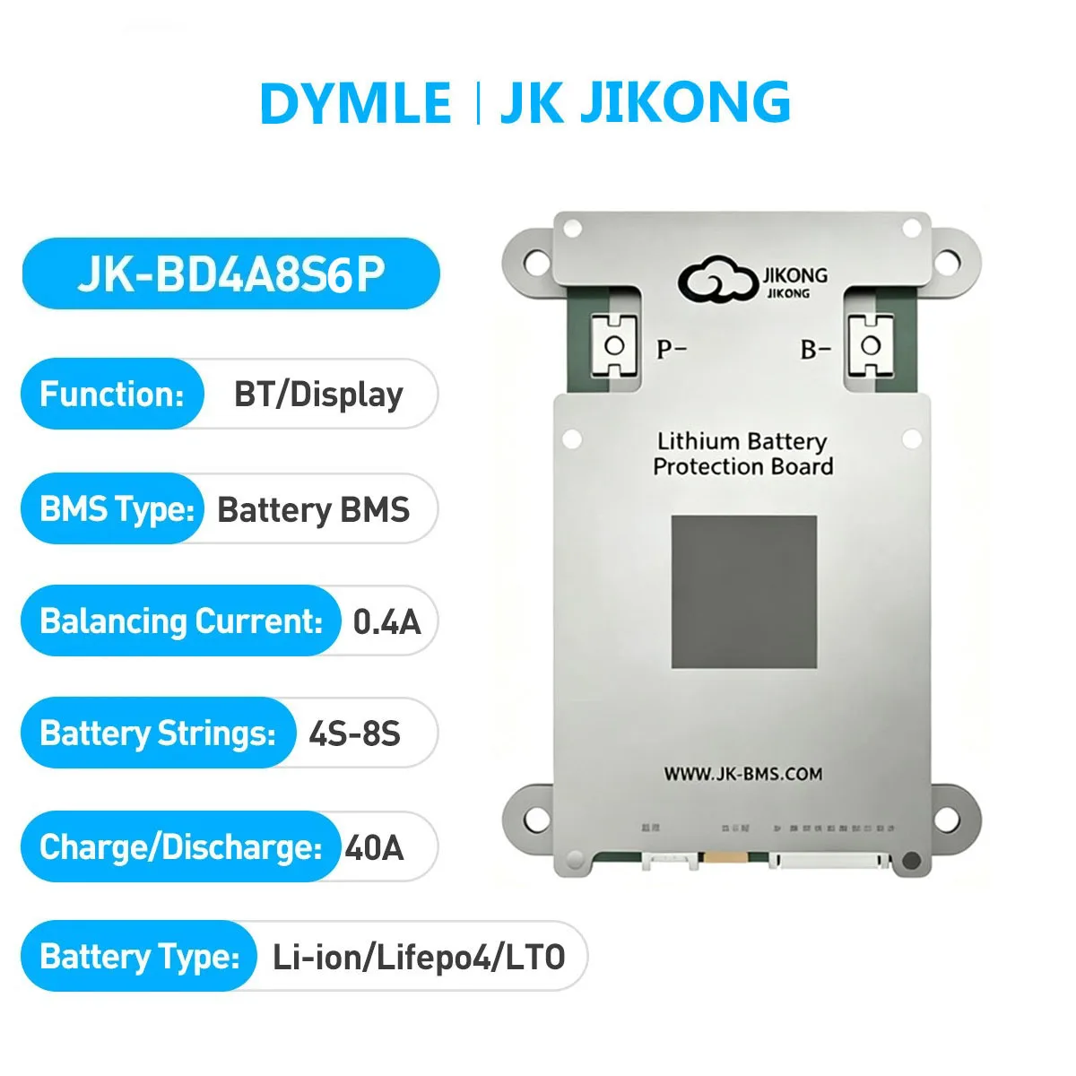 JK JIKONG Smart Active BMS BD4A8S6P 4S 5S 6S 7S 8S Li-Ion LiFePo4 LTO Battery Charge Discharge 60A Smart Balancer BMS BT App