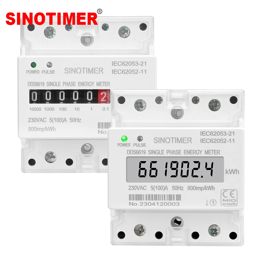 Brand New 5(100)A 230VAC 50/60Hz Single Phase Energy Counter Meter Analog Electric Wattmeter Household Electric Din Rail