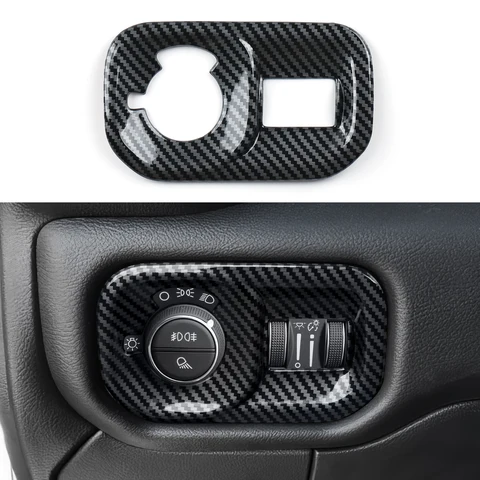 Для Dodge RAM 1500 2500 3500 2019-2026 панель переключателя фар автомобиля, внутренняя наклейка из углеродного волокна, аксессуары для отделки из АБС-пластика