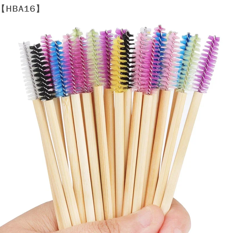 maveraHBA16 applicazione50 Uds mango de bambú cepillo de pestañas maquillaje extensión de pestañas varillas aplicadores pestañas rizador peine herramienta de maquillaje
