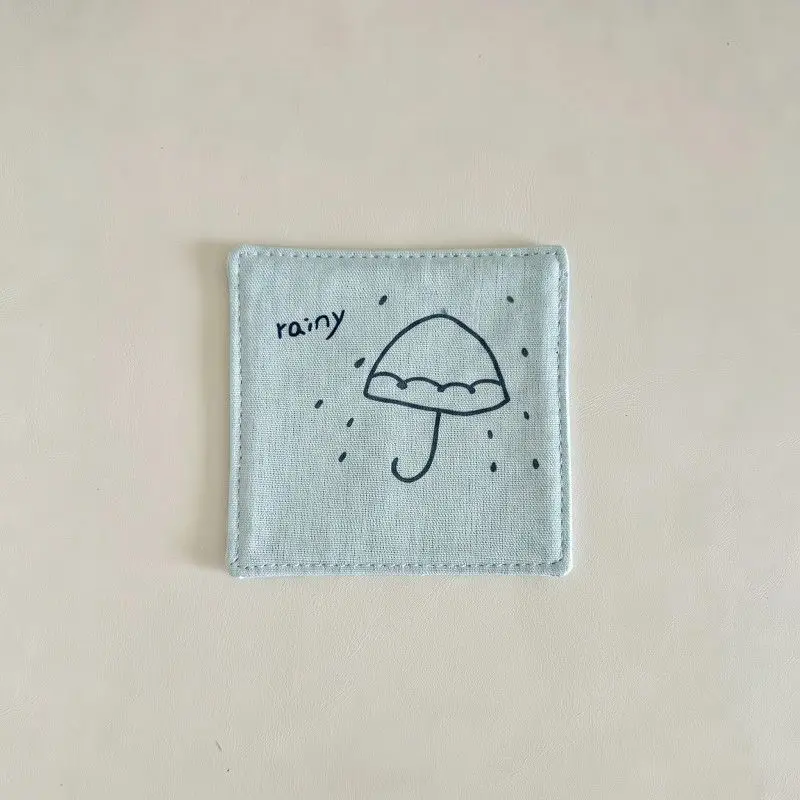 4Pcs Cartoon Fabric Cup Coaster Durable Simple Ins Non Slip Coffee Cup for Table Decoration Home Supplies Embroidered Coasters