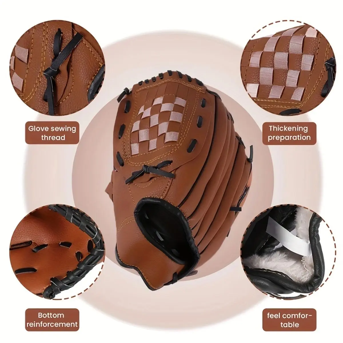 Luva de beisebol para adultos e jovens 9,5-12,5 polegadas Treinamento Outfield Mitt Premium Couro Sintético Beisebol Softball (SEM BASEBOL)