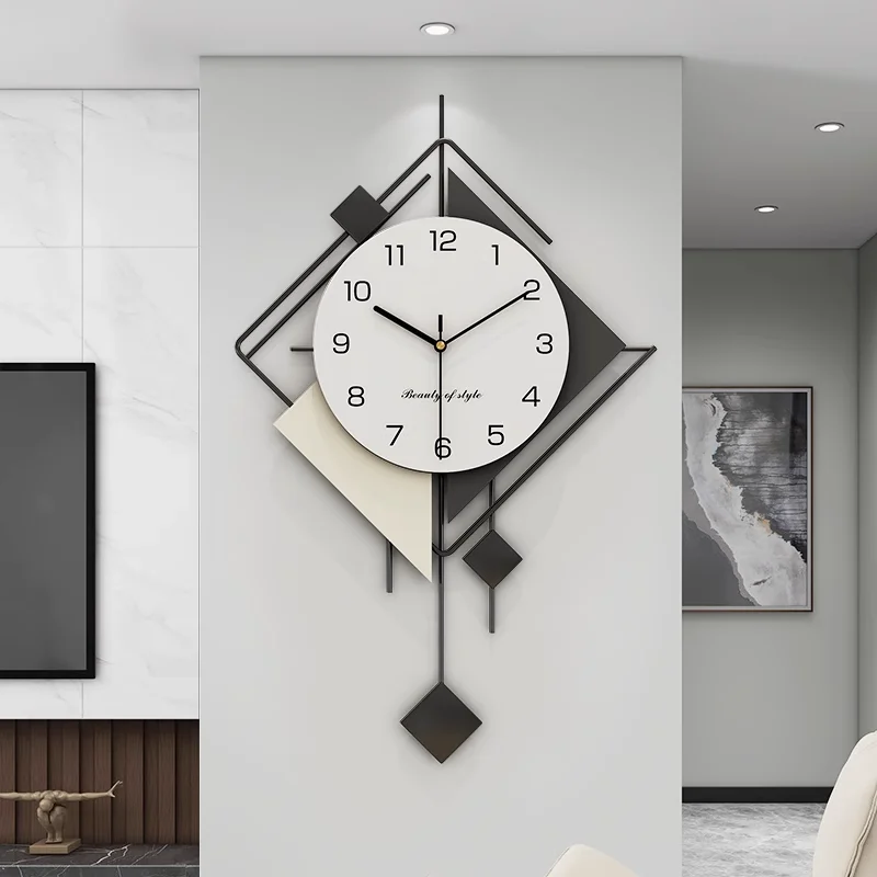 New Design Creative Wall Art Clock, Silent Pendulum Clock, Living Room Wall Decor Clocks, Metal Home Wall Decorations, Large